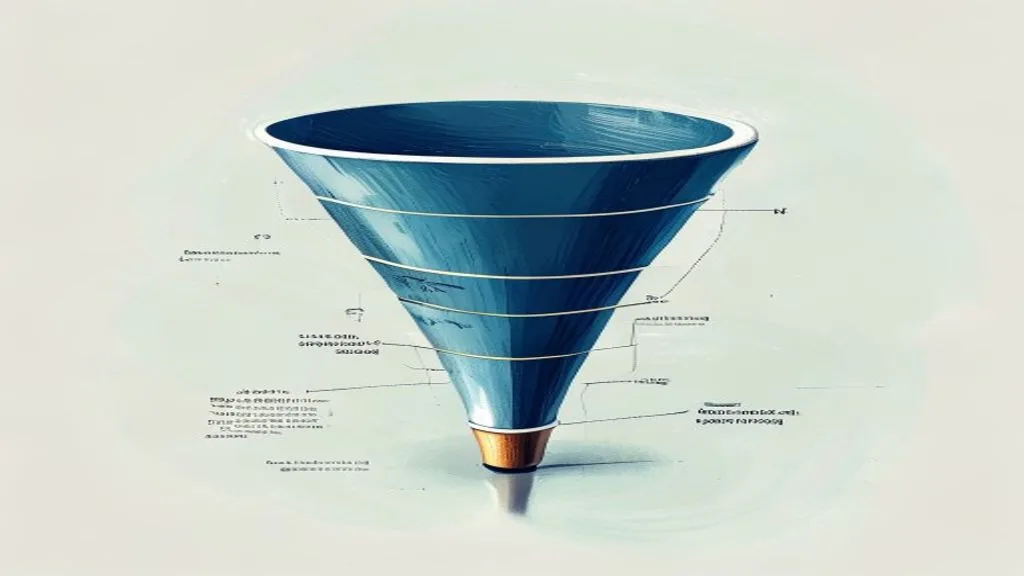 A concept illustration showing a funnel representing the customer journey from awareness to purchase., editorial blog