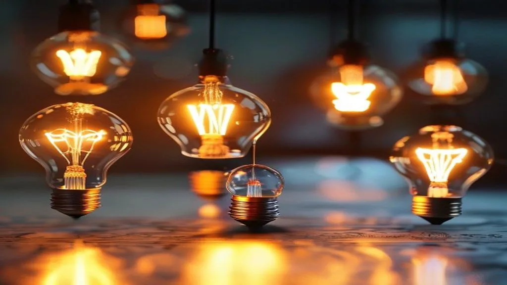 Several lightbulbs illuminating different ideas, representing unique value propositions and creative marketing strategies., editorial blog image,