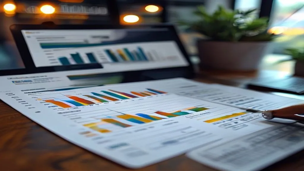 A digital marketing dashboard showing growth charts and target audience insights for evening hours., editorial blog