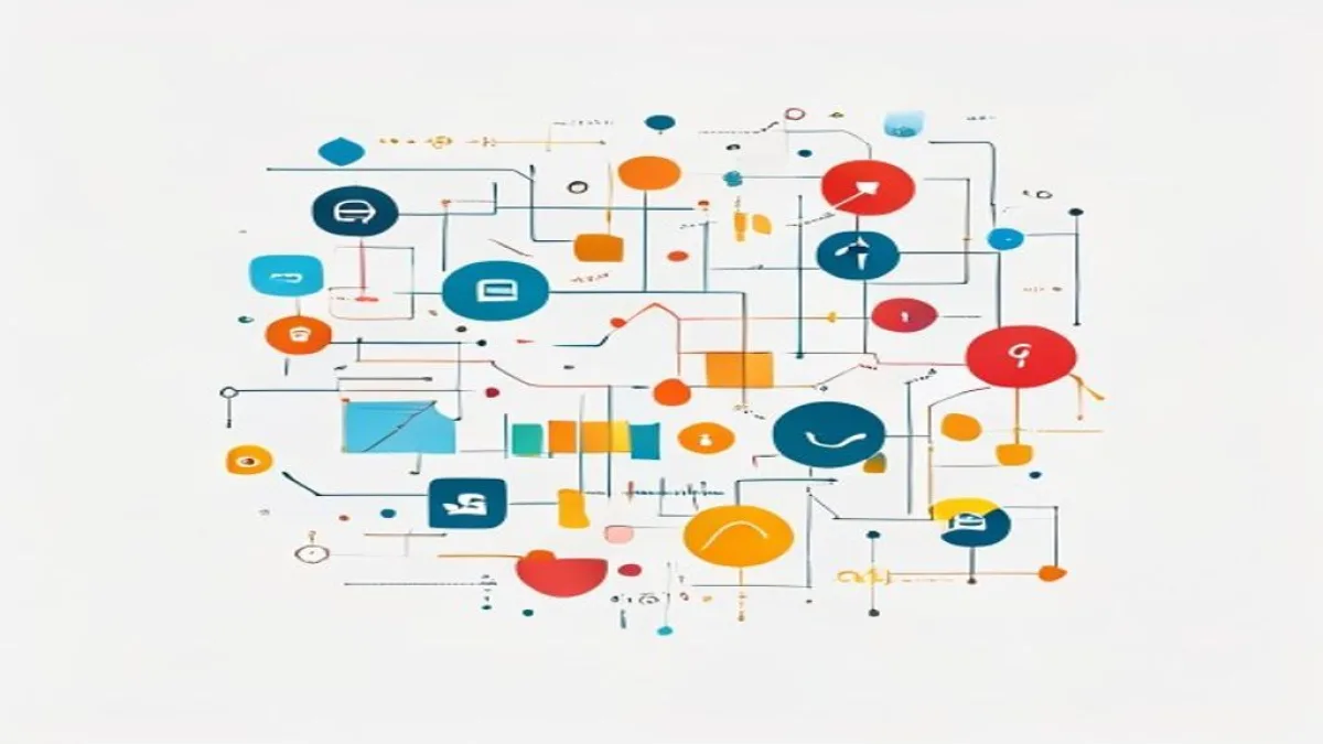 A modern, minimalist graphic representing digital marketing strategy, with abstract icons for SEO, social media, content creation, and data analytics intertwined in a cohesive design, on a clean white background., featured image, 16:9, professional editorial blog image, no visible text, no logo, no watermark
