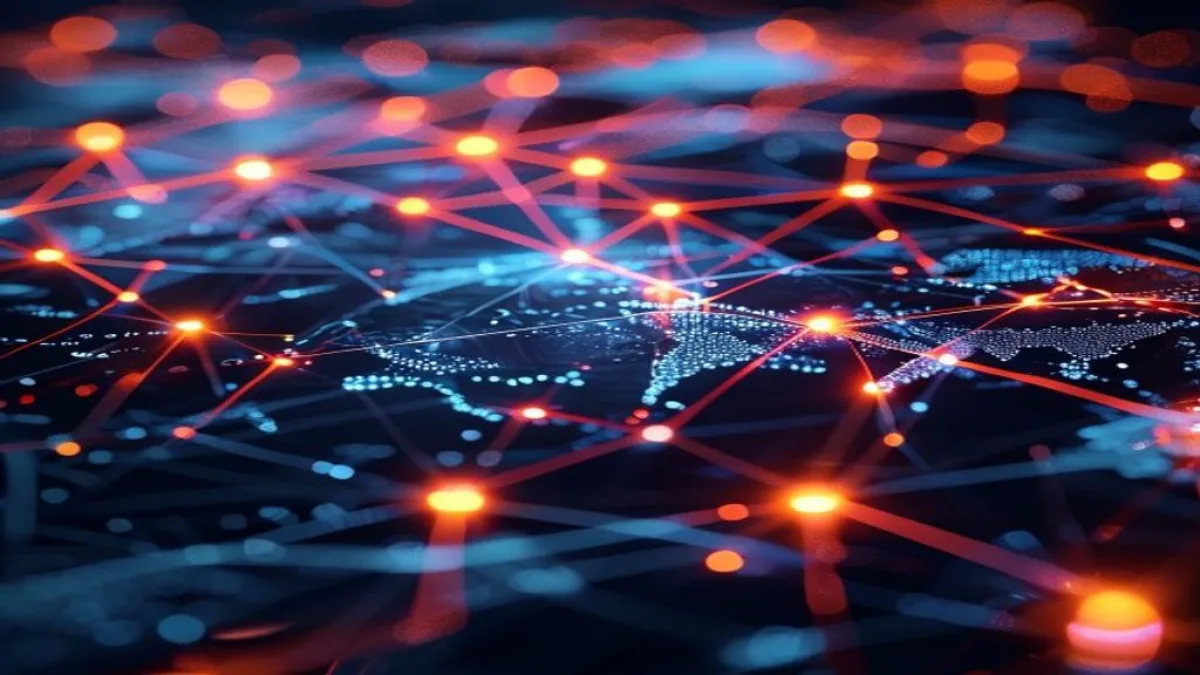 A vibrant and modern abstract representation of digital marketing, featuring interconnected lines and glowing nodes symbolizing data, strategy, and global reach. Focus on a dynamic, futuristic feel with subtle hints of technology like a stylized network or a light-infused brand logo concept. No visible text or logos., featured image, 16:9, professional editorial blog image, no visible text, no logo, no watermark