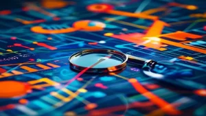 A vibrant and dynamic image symbolizing effective marketing strategies. It features diverse elements like a magnifying glass over a target audience demographic, interconnected digital lines representing online presence, a strong brand logo, and upward-trending graphs, all conveying growth and success. The overall composition is modern and professional, with a focus on strategic planning and innovation., featured image, 16:9, professional editorial blog image, no visible text, no logo, no watermark