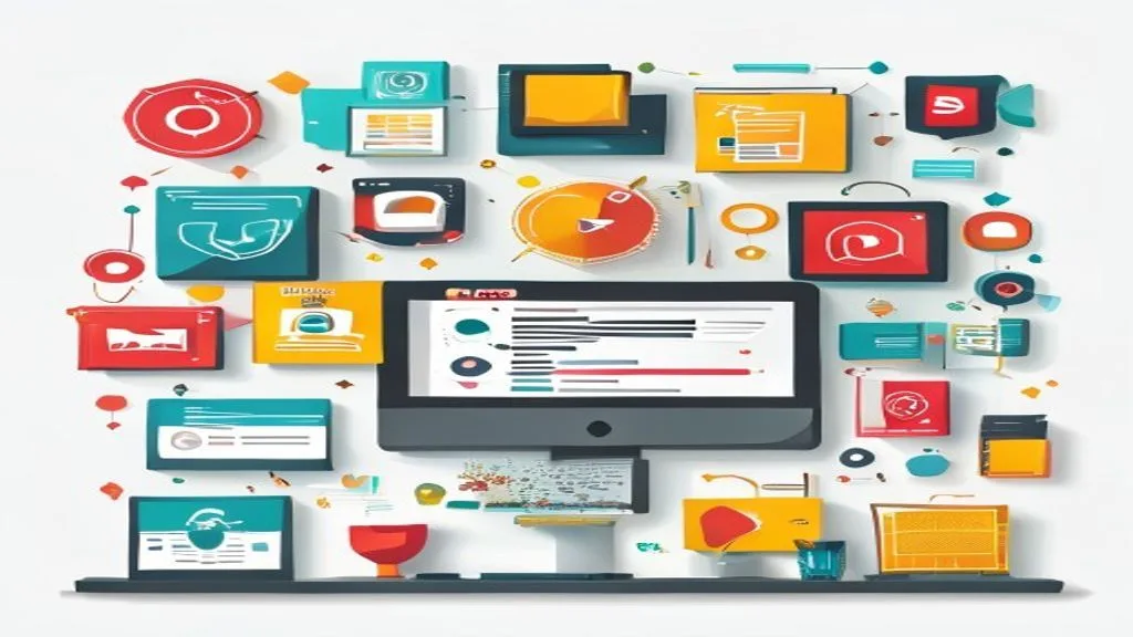 A graphic representing the concept of content marketing, perhaps with icons for blogs, videos, and podcasts.,
